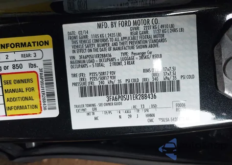 2014 Ford Fusion Energi Titanium from USA, damaged, VIN 3FA6P0SU1ER288436